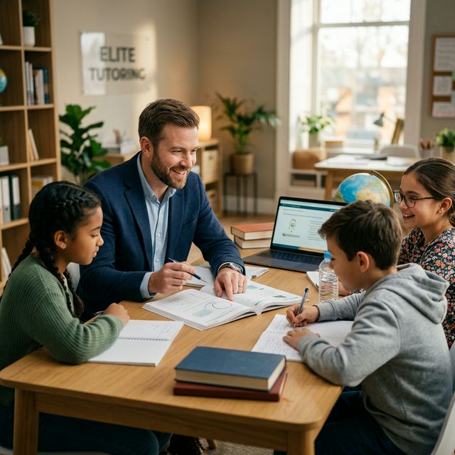 Tutor teaching students